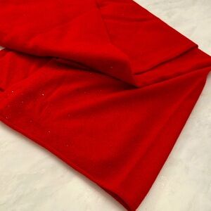 Rachel Zoe 2 ply red cashmere wrap with small red beading along 1 side NWT